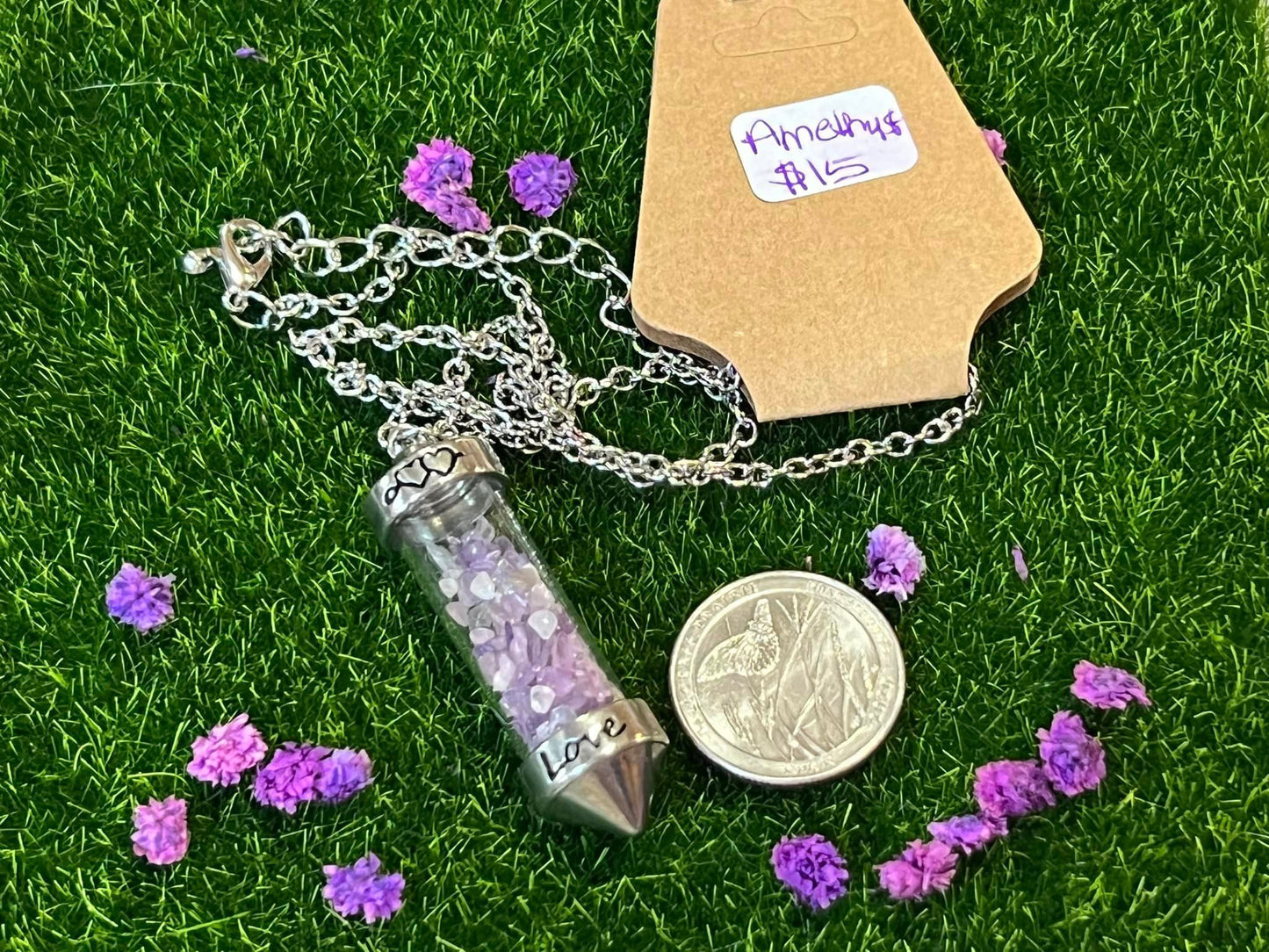 Amethyst Chip Capsule Necklace