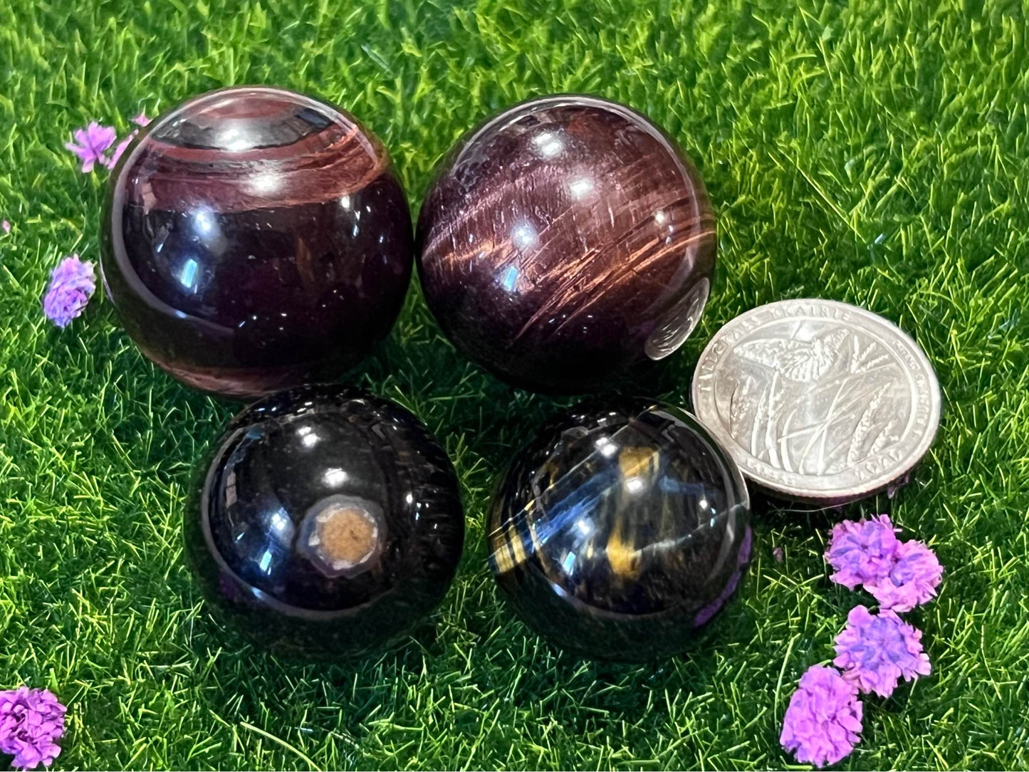 Red Tigers eye & Blue Tigers eye Spheres