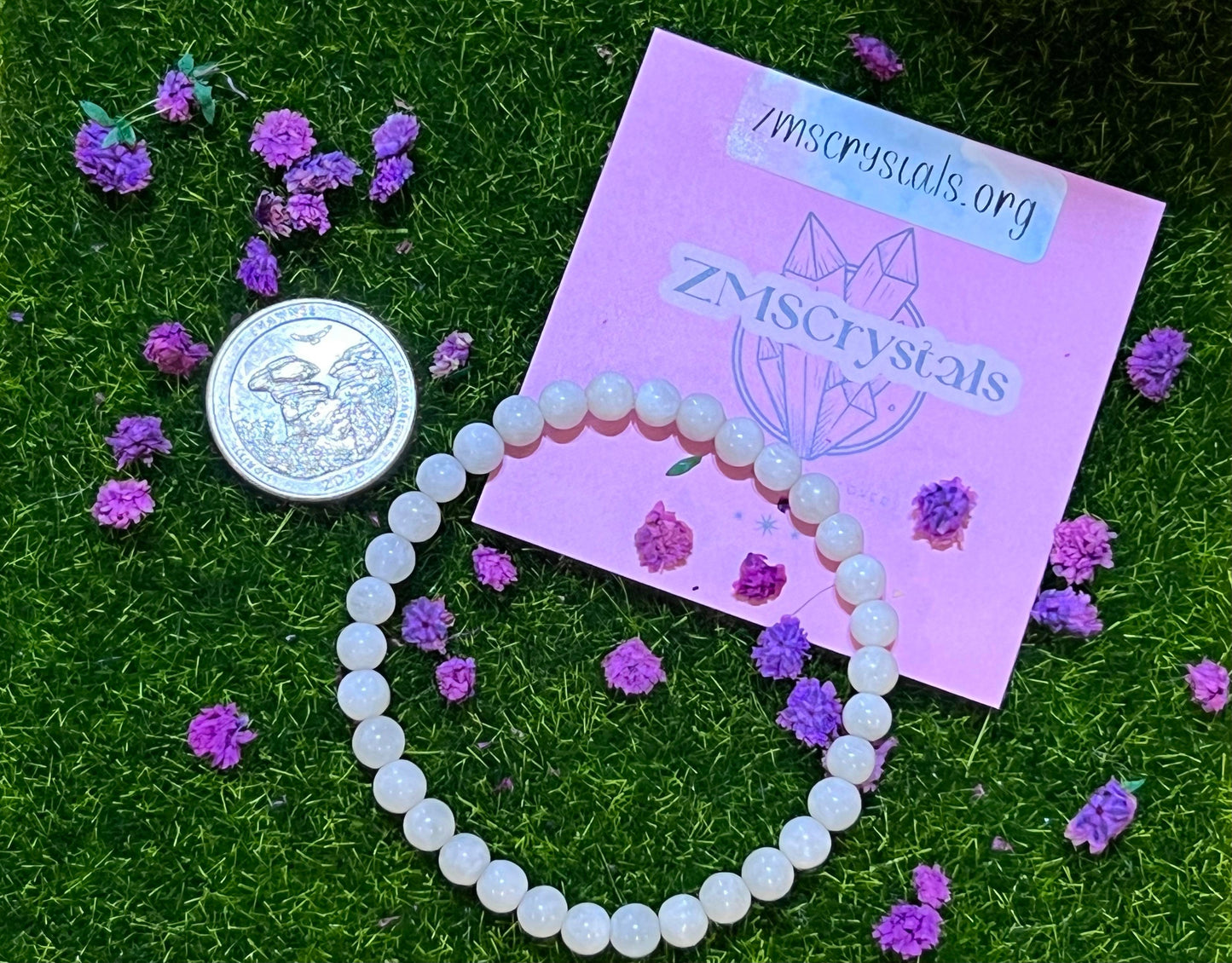 6mm White Moonstone Stretchy Bracelet