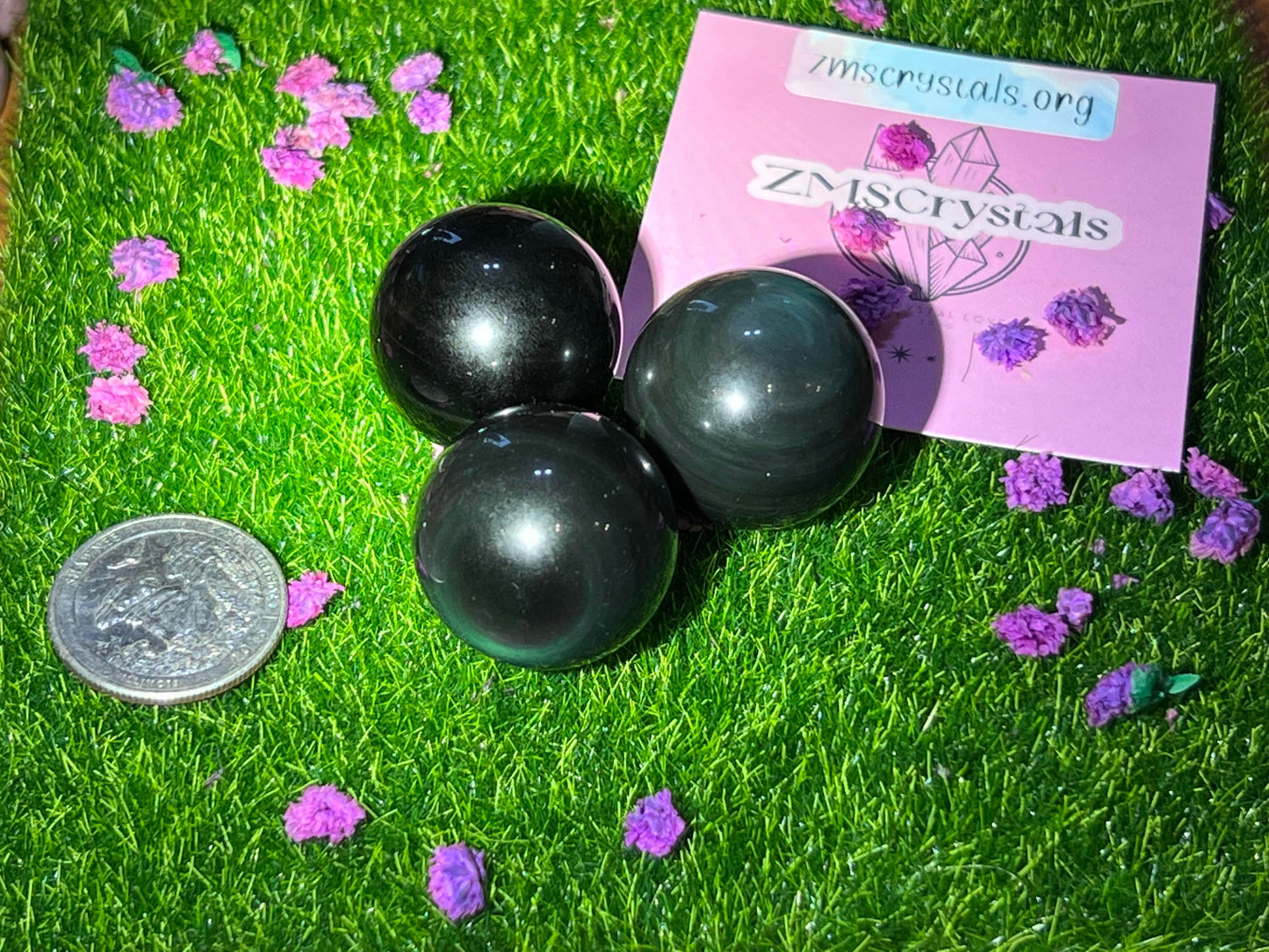 Rainbow Obsidian Spheres