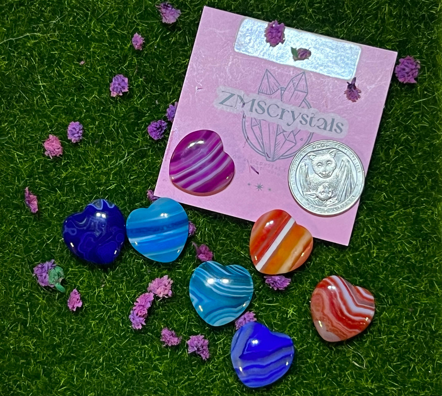 Mini dyed agate hearts