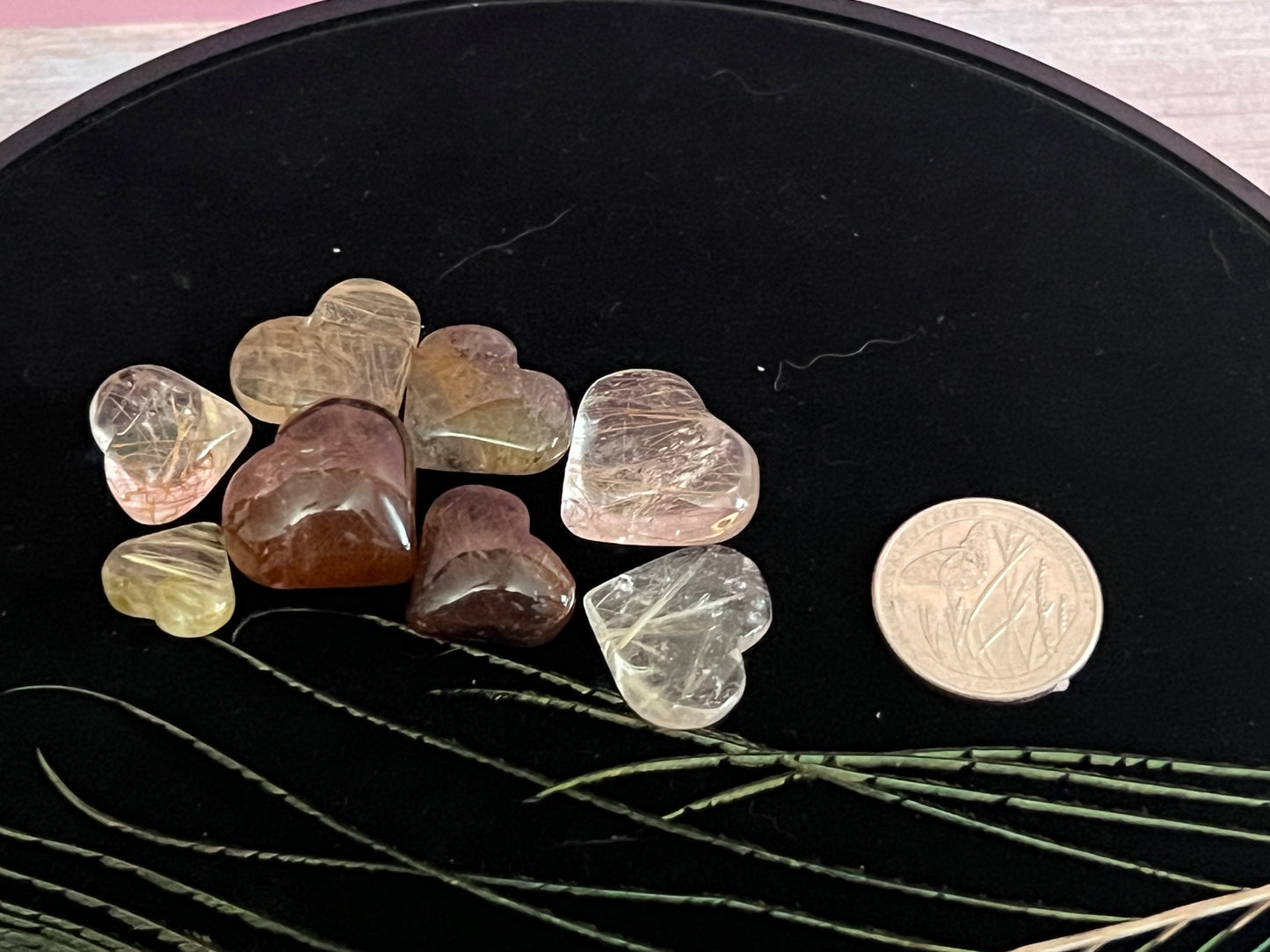 Gold Rutilated Quartz Hearts