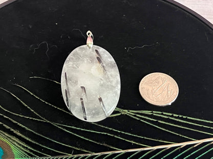 Black Tourmaline with Quartz Pendant