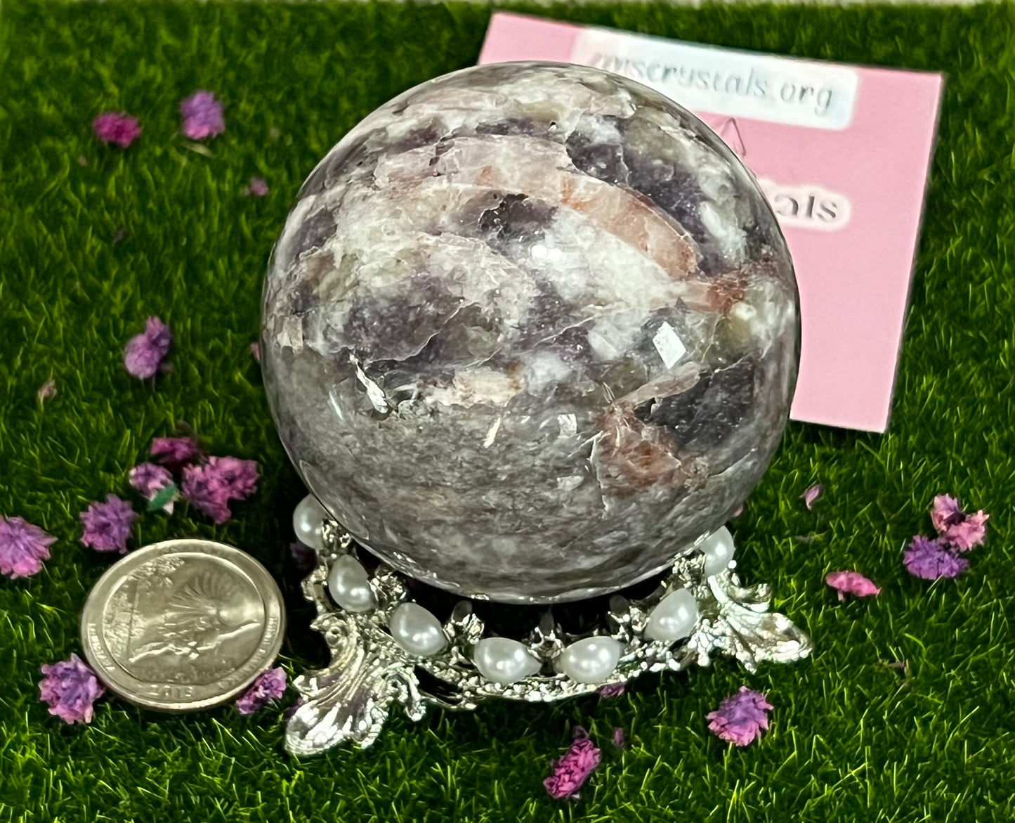 Pink Tourmaline with Lepidolite Sphere