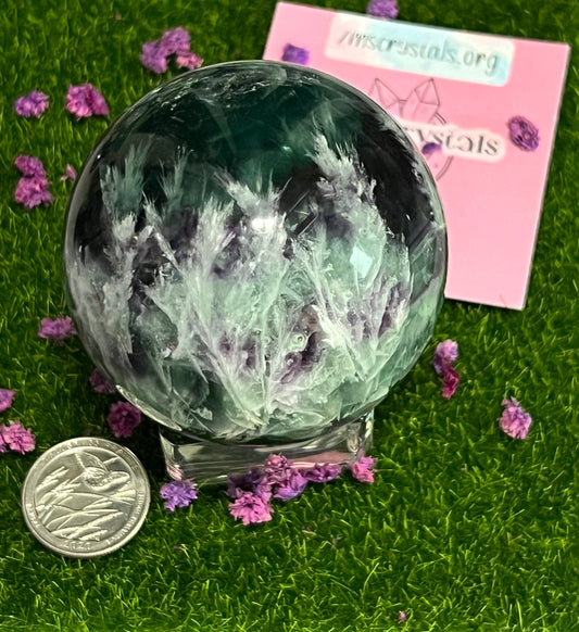 Feather fluorite Sphere