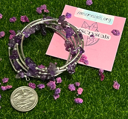 Amethyst wrap chip bracelet