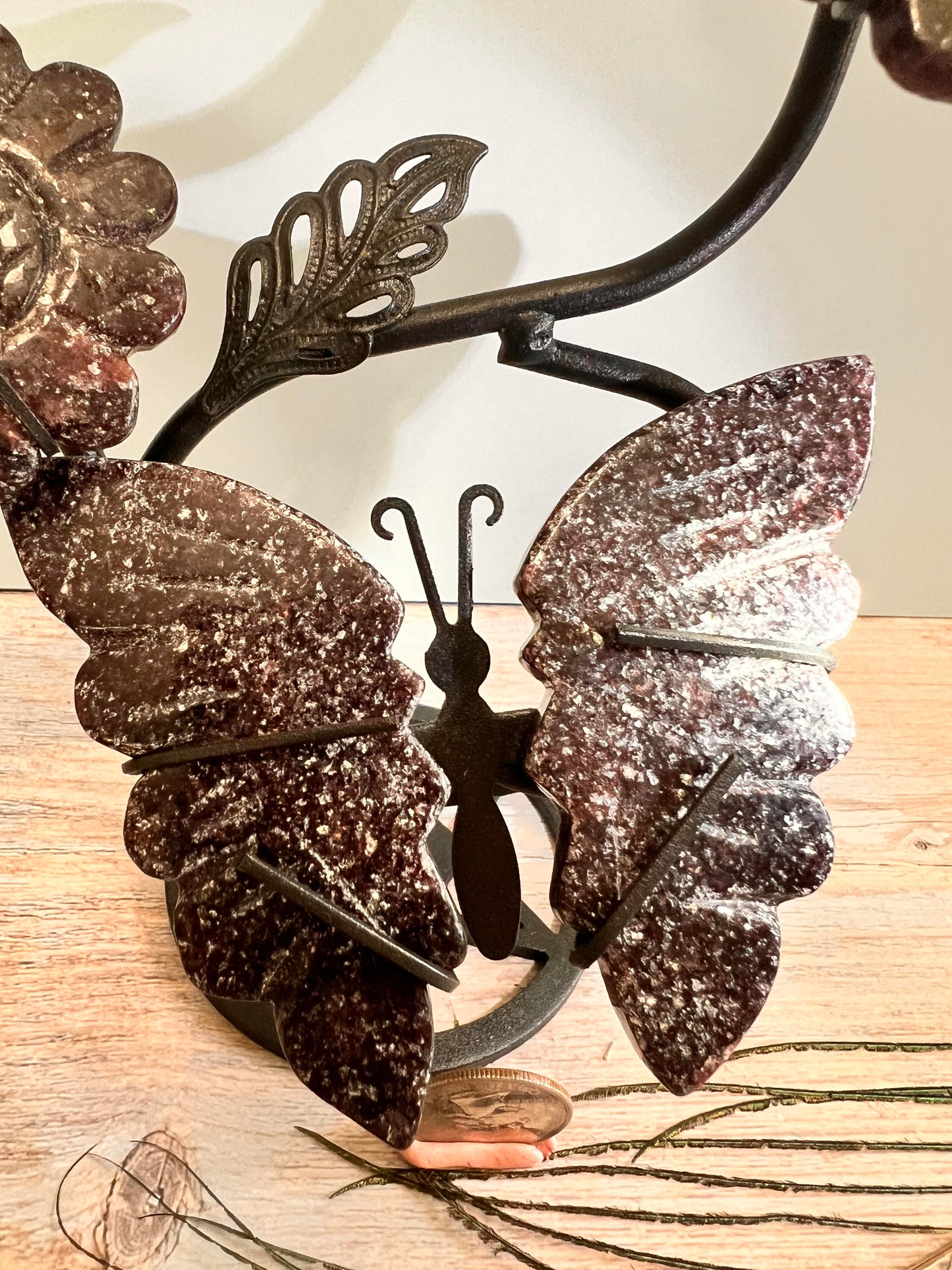 Garnet butterfly w/sunflowers