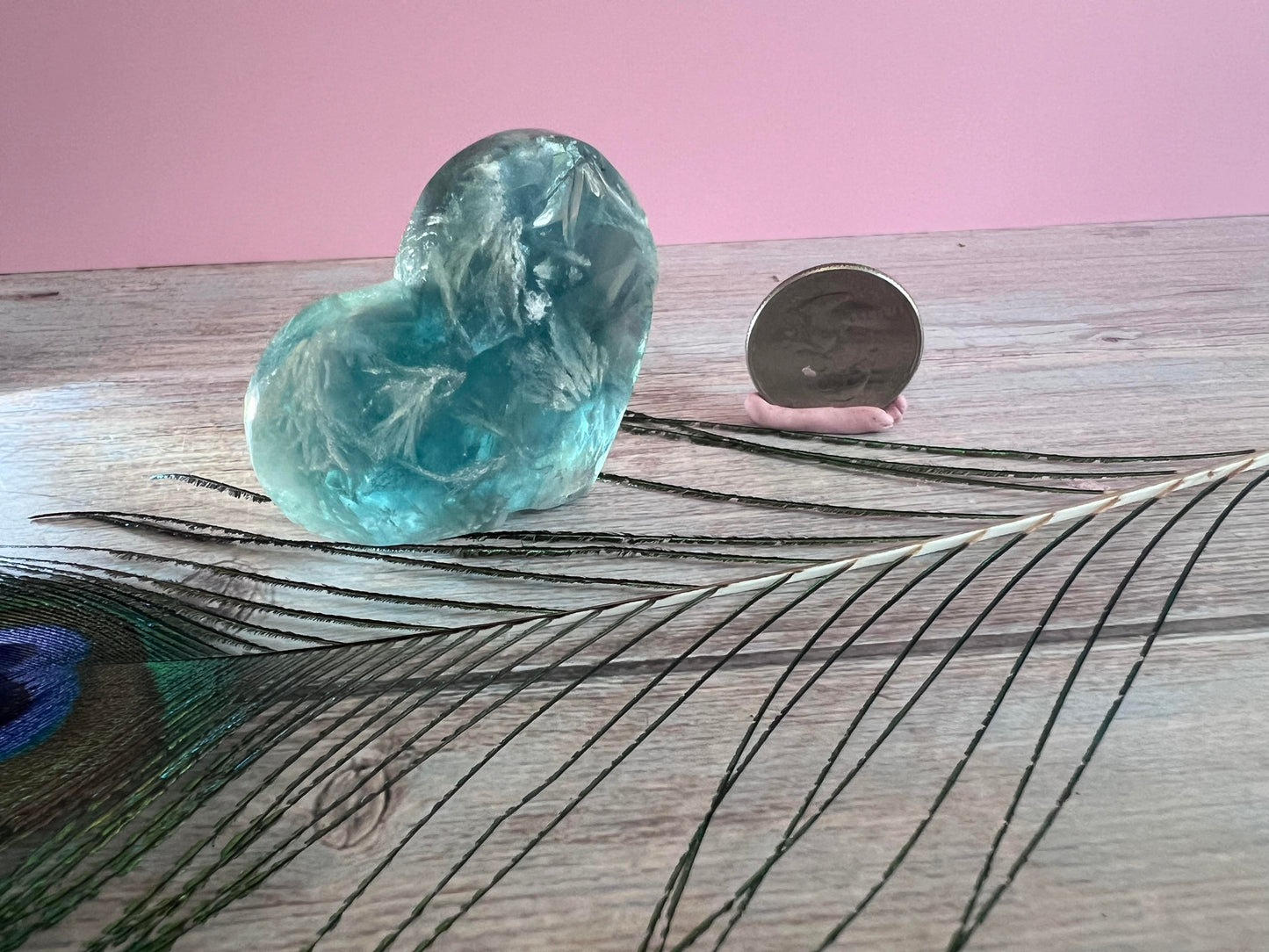 Feather Fluorite Heart