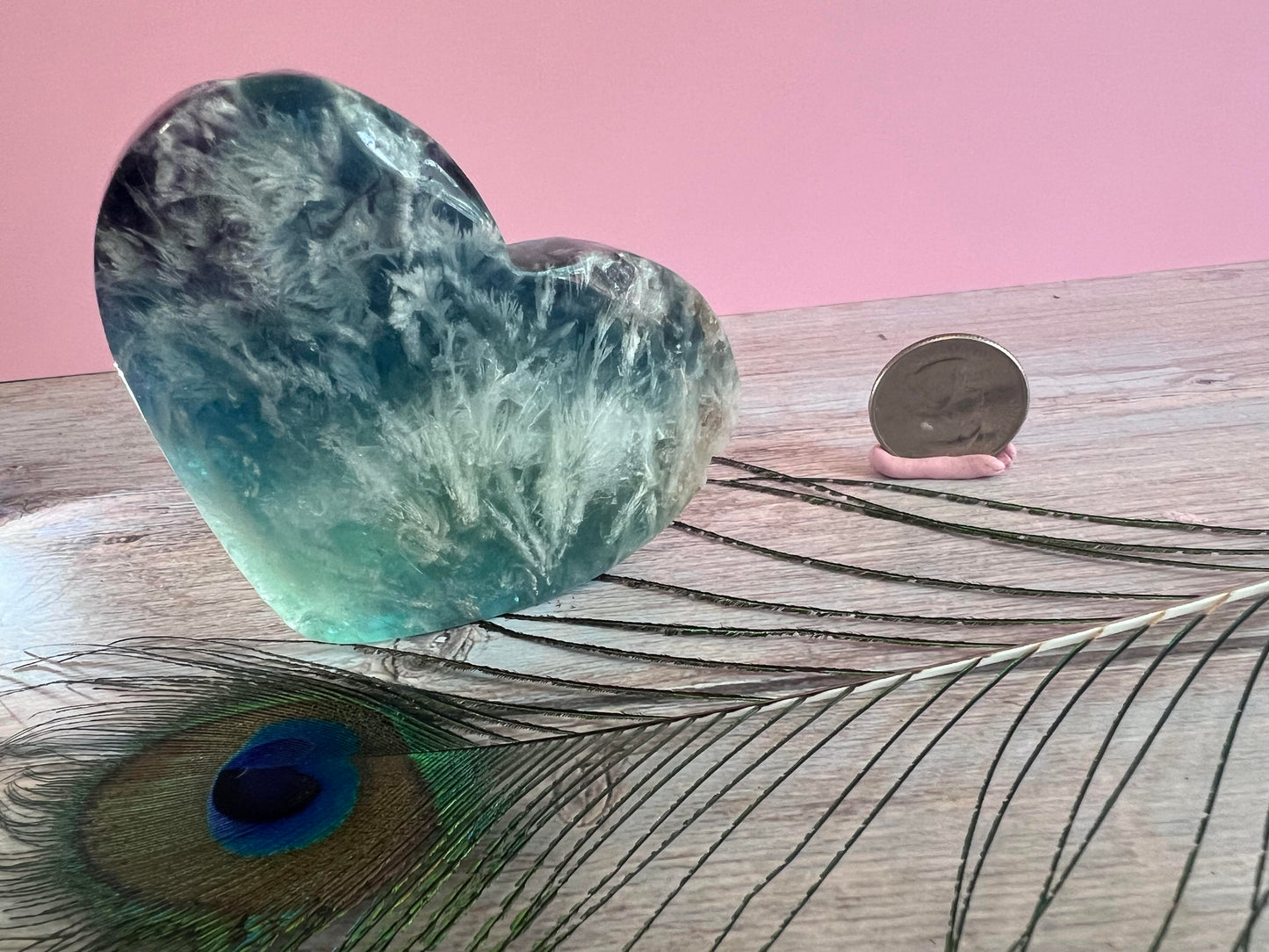 Feather Fluorite Heart