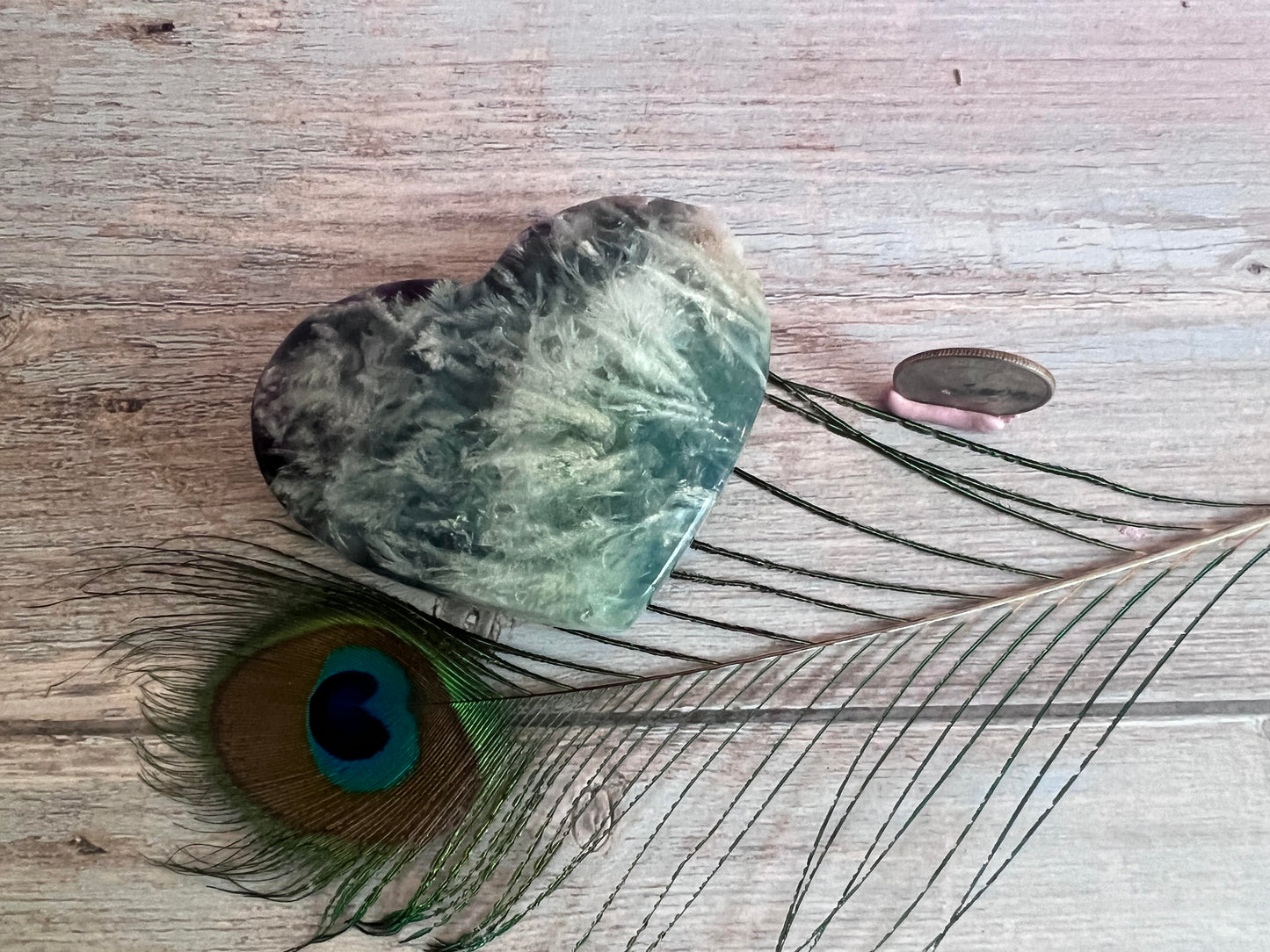 Feather Fluorite Heart