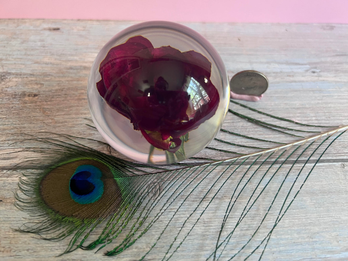 Rose in a resin sphere