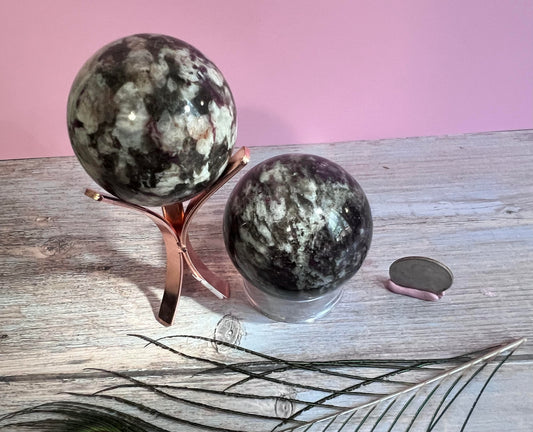 Rubellite Tourmaline in Quartz Sphere