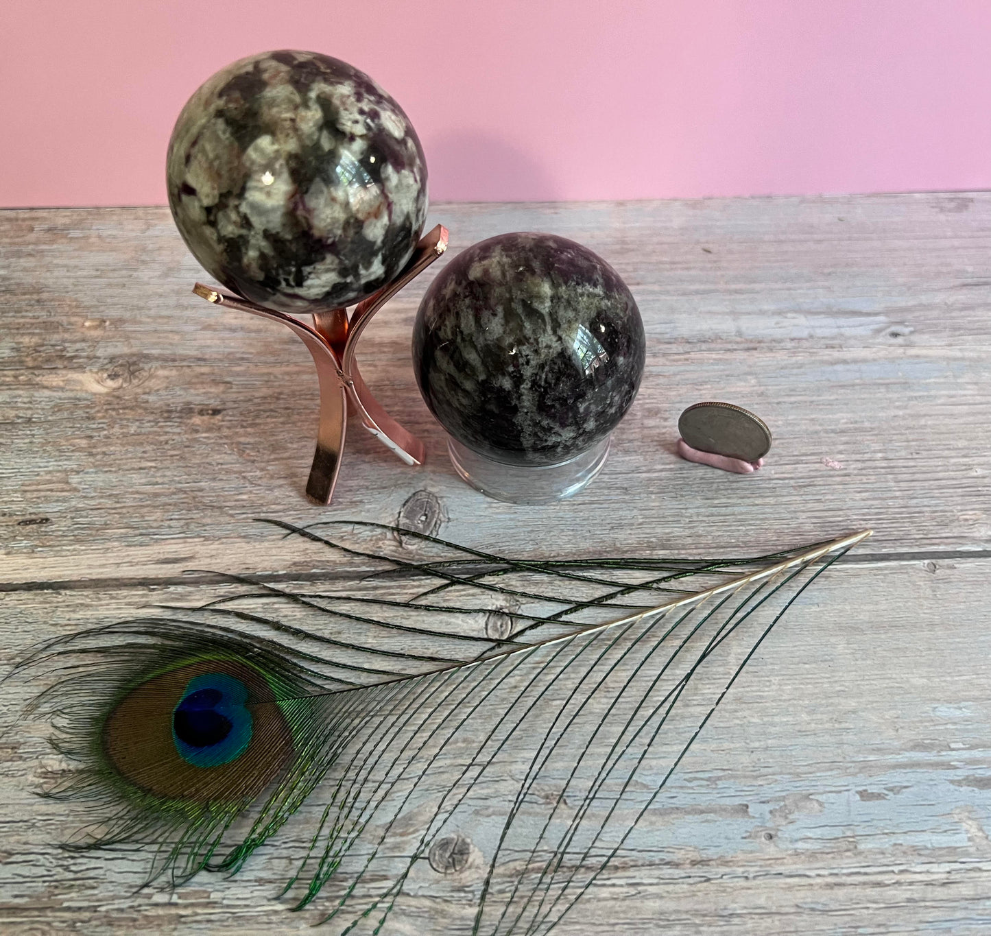 Rubellite Tourmaline in Quartz Sphere