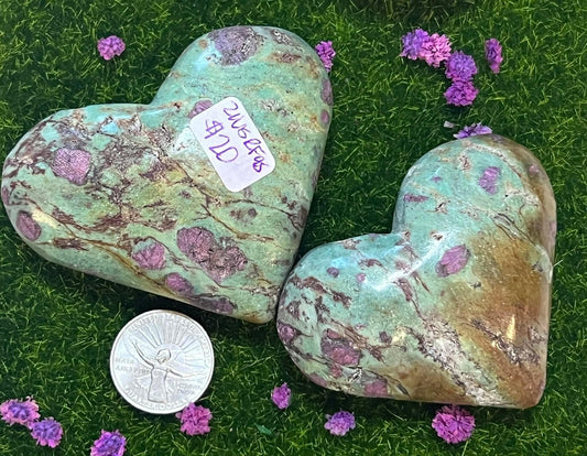 Ruby in Fuchsite hearts
