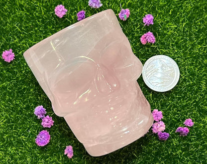 Rose Quartz Skull Candle Holder