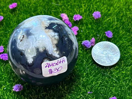 Black Flower Agate Sphere