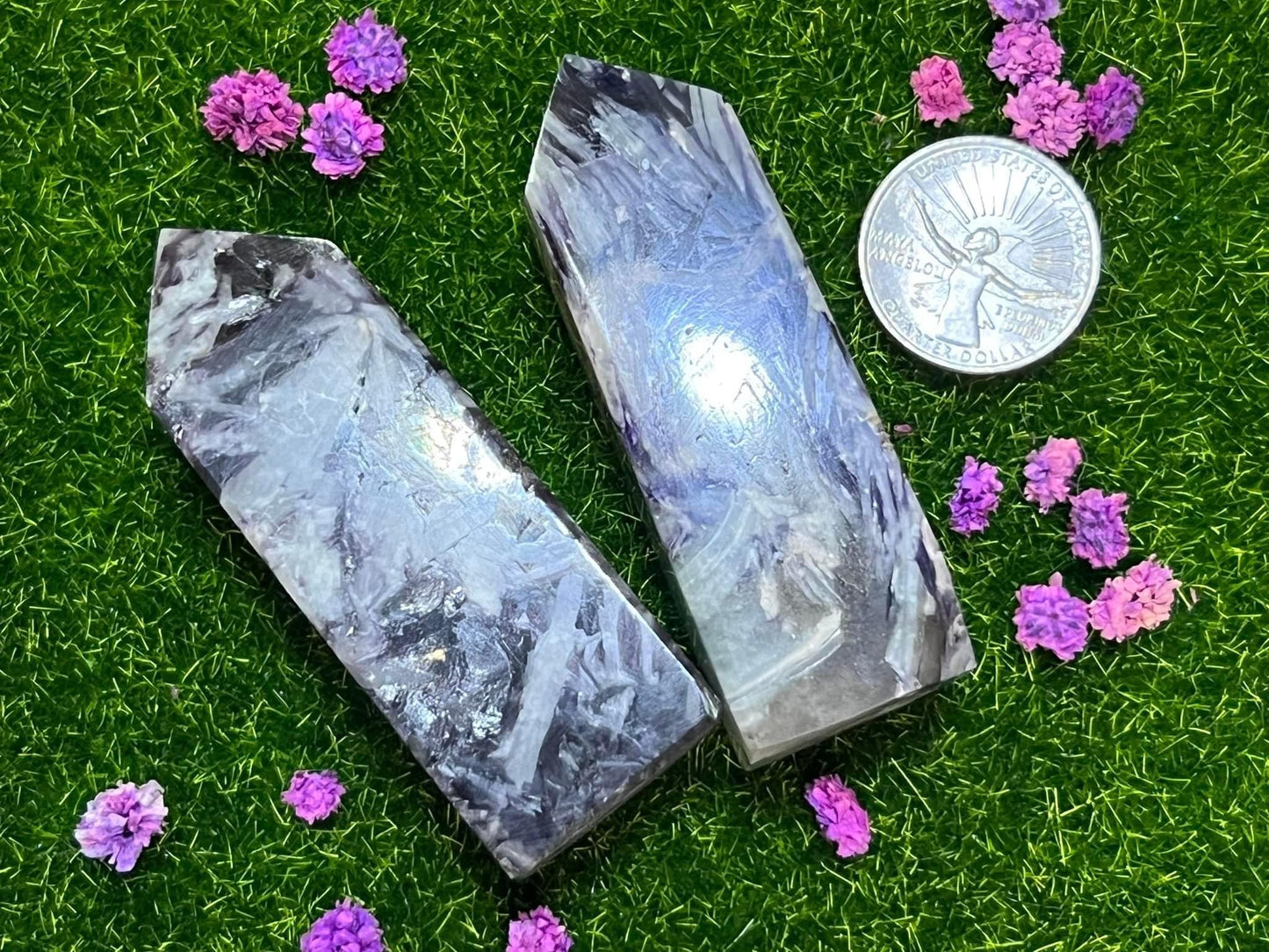 Lepidolite growing with Aquamarine Point
