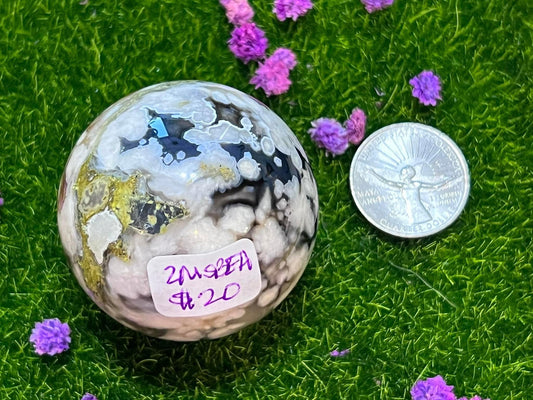 Black Flower Agate Sphere
