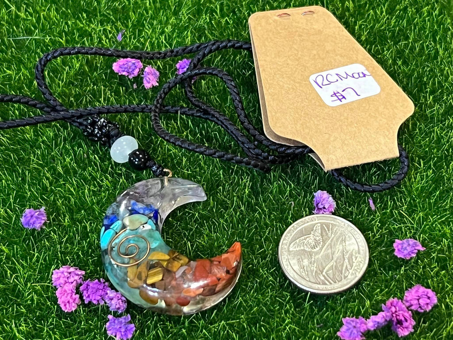 Resin Chakra Moon Necklace