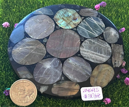 Labradorite Discs with purple flash