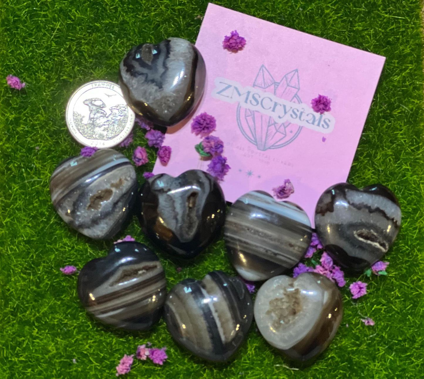 Small Druzy Agate Hearts